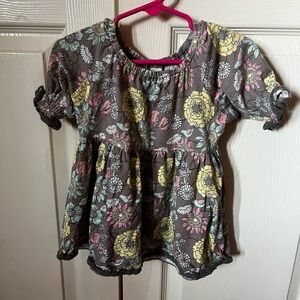 Floral Kids Top - Gray, Yellow, Pink